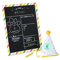 Pet Birthday Chalkboard With Party Hat
