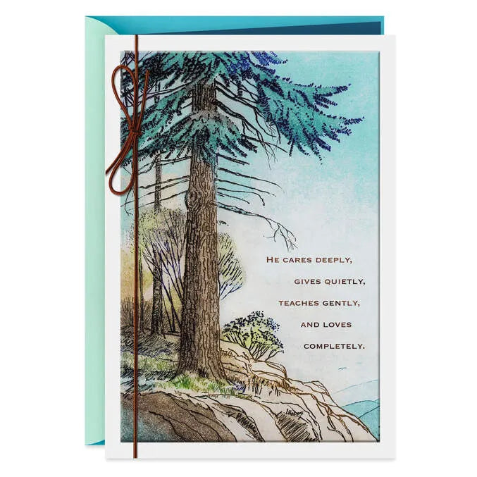 Pine Tree Landscape Scene Birthday Card for Dad