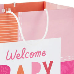 13" Welcome Baby Girl Large New Baby Gift Bag