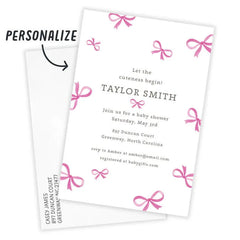 Pretty Pink Bows Flat Baby Shower Invitation