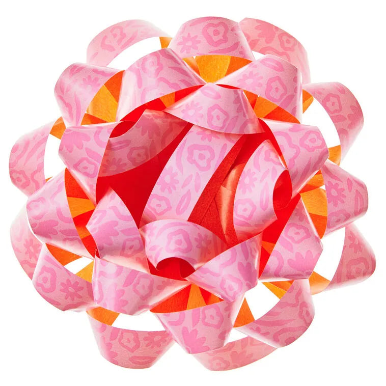 4.6" Pink Abstract Flowers Recyclable Gift Bow