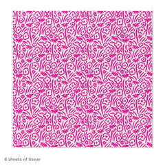 Floral Pink on White Tissue Paper, 6 Sheets
