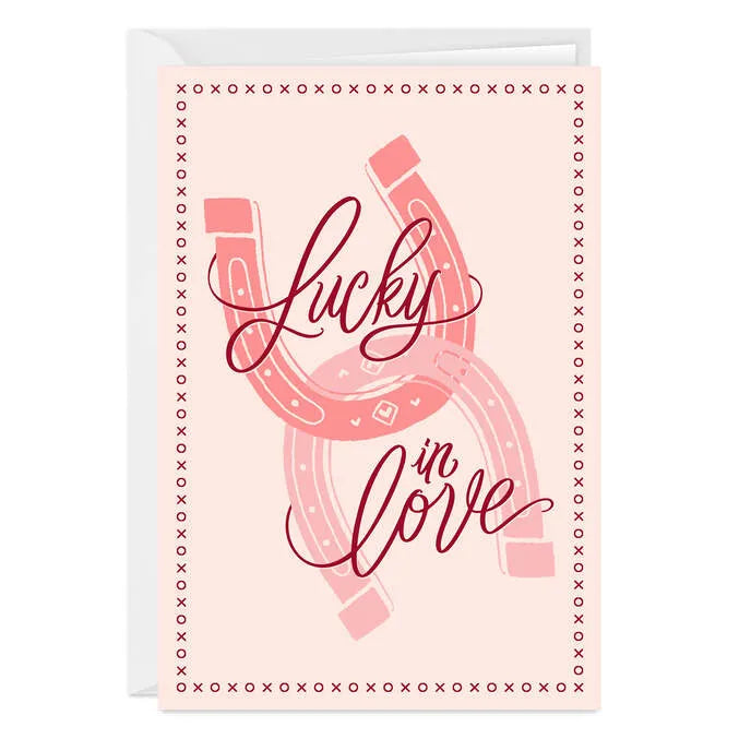 Lucky in Love Horseshoes Custom Valentine's Day Card
