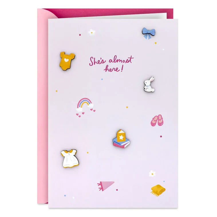 She's Almost Here Baby Shower Card for Girl