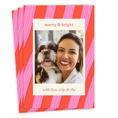Merry and Bright Peppermint Flat Christmas Photo Card