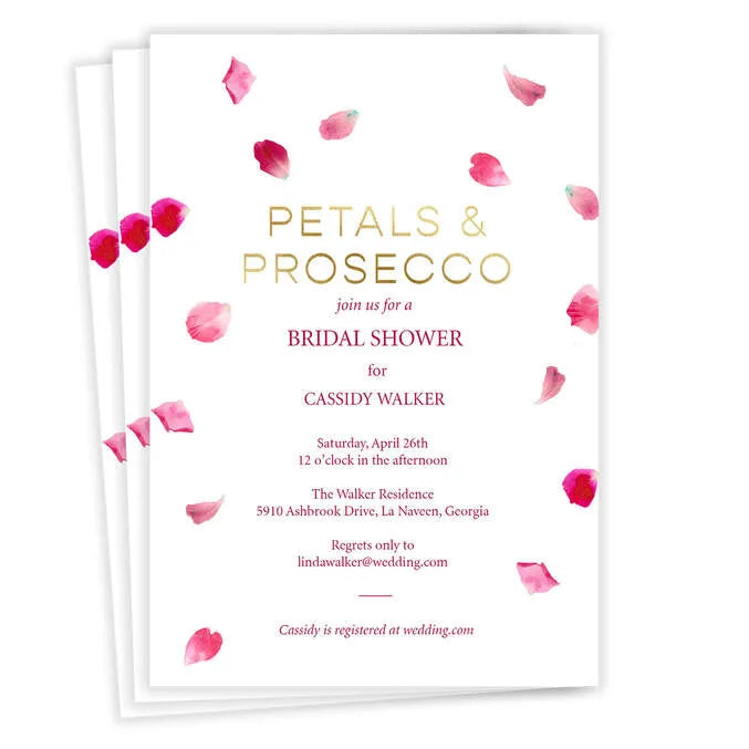Petals and Prosecco Bridal Shower Invitation