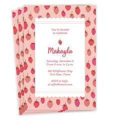 Sweet Strawberries Flat Birthday Invitation
