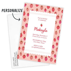 Sweet Strawberries Flat Birthday Invitation