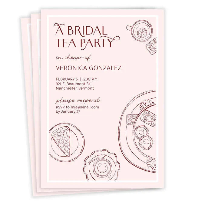 Sweet Tea Party Flat Bridal Shower Invitation