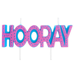 Pink and Blue "Hooray" Birthday Candle