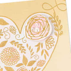 Bejeweled Floral Heart Blank Card