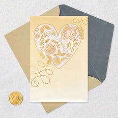 Bejeweled Floral Heart Blank Card