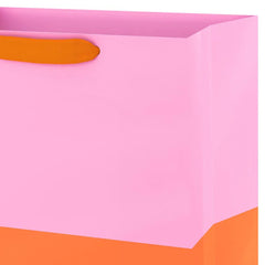 13" Pink and Orange Color Block Large Gift Bag