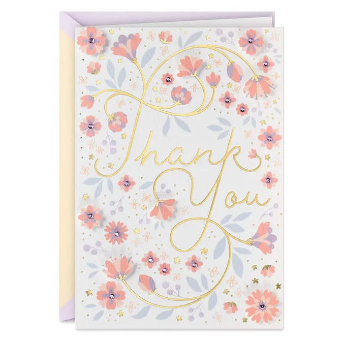Pink and Purple Flowers So Grateful Thank-You Card