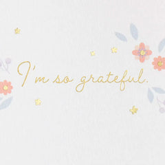 Pink and Purple Flowers So Grateful Thank-You Card
