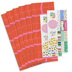 Wavy Pink Plaid on Red Tissue Paper Wrapping Kit