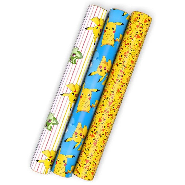 Pokémon Pikachu and Friends 3-Pack Wrapping Paper Mini Roll Bundle, 45 sq. ft. total