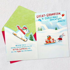 An Adventure Awaits Christmas Card for Great-Grandson