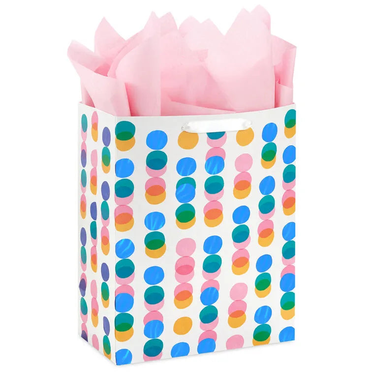 13" Falling Rows of Dots Large Gift Bag With Tissue Paper