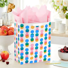 13" Falling Rows of Dots Large Gift Bag With Tissue Paper