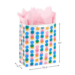 13" Falling Rows of Dots Large Gift Bag With Tissue Paper