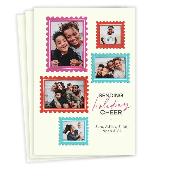 Fun Photo Stamps Flat Holiday Photo Card