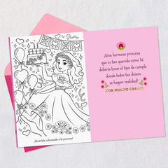 Granddaughter, You're a Princess Spanish-Language Card With Coloring Page