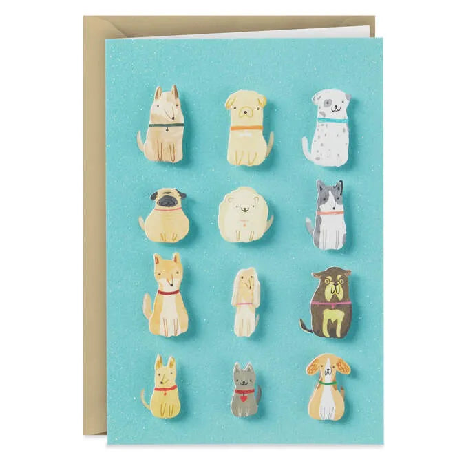 Dogs on Blue Blank Card