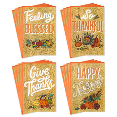 Rustic Wood Grain Designs Assorted Thanksgiving Cards, Pack of 16