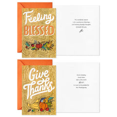 Rustic Wood Grain Designs Assorted Thanksgiving Cards, Pack of 16