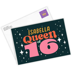 Queen of 16 Custom Birthday Card