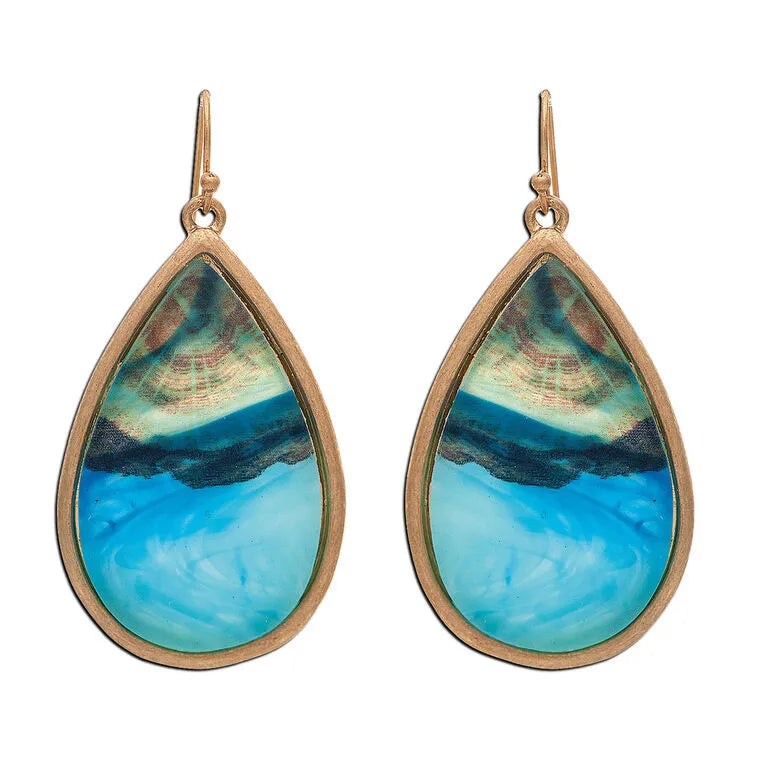 Rain Jewelry Seascape Scene Drop Earrings
