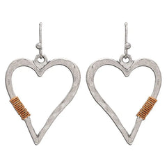 Rain Jewelry Wire-Wrapped Silver Heart Earrings
