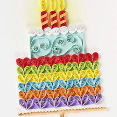 Rainbow Hearts Cake Quilled Paper Handmade Birthday Card