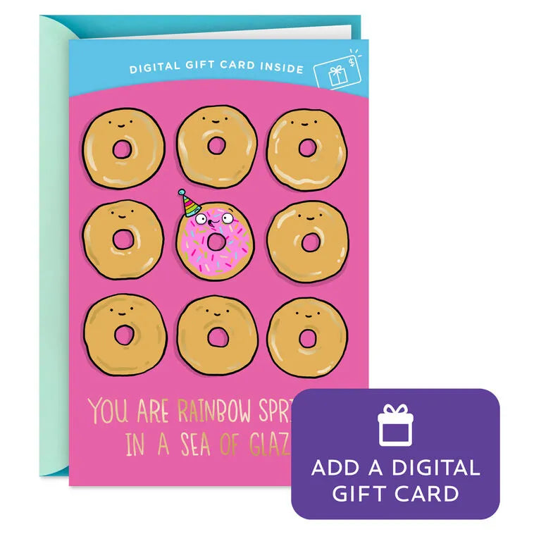 Rainbow Sprinkles Donut Gift Card Greeting Funny Birthday Card