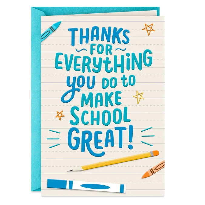 You Make School Great Thank You Card From Kids