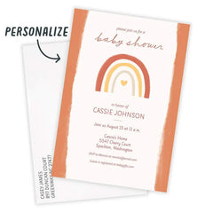 Rainbow With Heart Baby Shower Invitation
