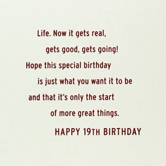 The Start of Something Big 19th Birthday Card