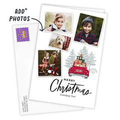Vintage Red Truck Photo Collage Custom Christmas Card