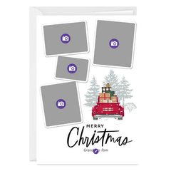 Vintage Red Truck Photo Collage Custom Christmas Card