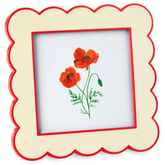 Red and Cream Scalloped Square Picture Frame, 4x4