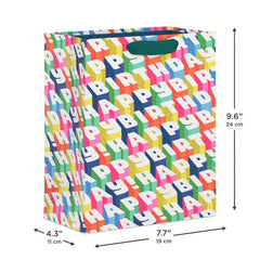9.6" Colorful Happy Birthday Medium Gift Bag