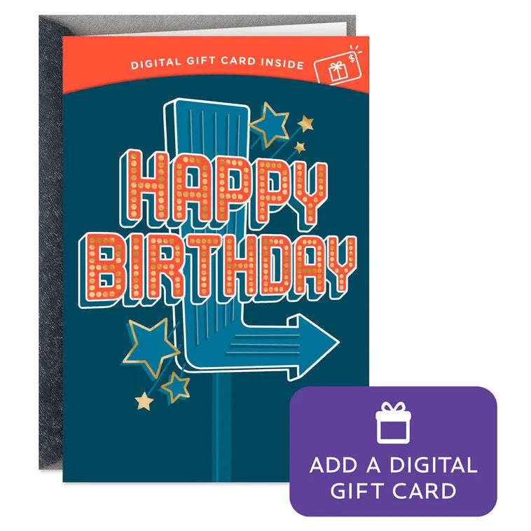 Happy Birthday Retro Marquee Sign Gift Card Greeting Birthday Card