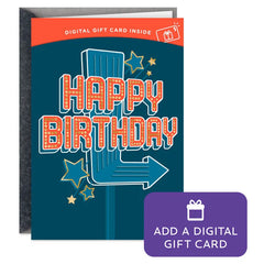 Happy Birthday Retro Marquee Sign Gift Card Greeting Birthday Card