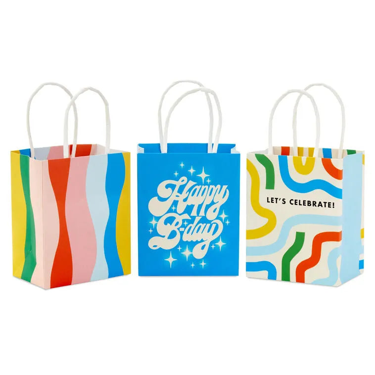 4" Retro Birthday 3-Pack Gift Card Holder Mini Bags