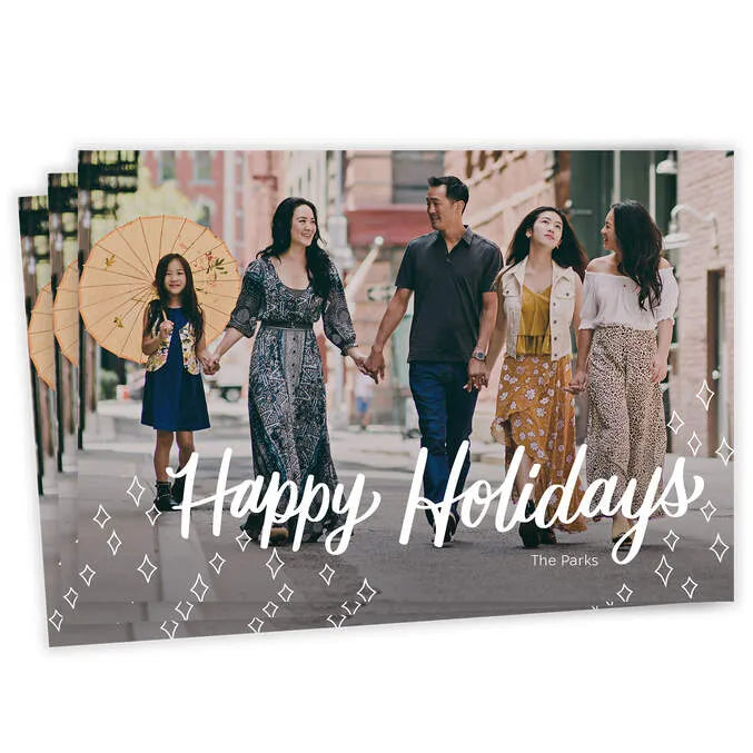 Retro Diamond Flat Holiday Photo Card