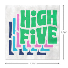 Groovy "High Five" on White Dinner Napkins, Pack of 20