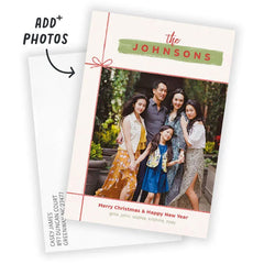 Ribbon Merry and Happy Flat Christmas Photo Card