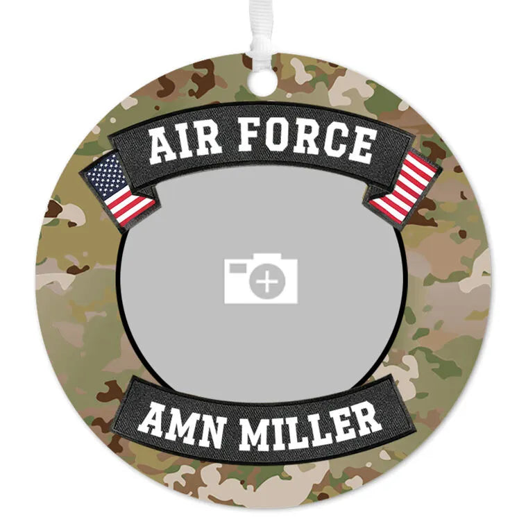 Air Force Metal Personalized Ornament, Custom Photo and Text
