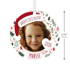 Holiday Round Metal Personalized Ornament, Custom Photo and Text